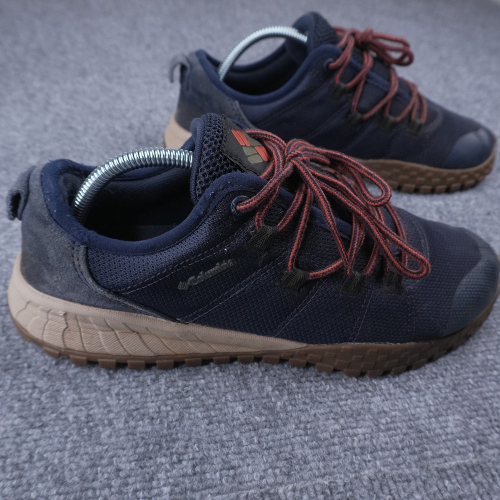 Columbia Vitesse Trail Sneakers Mens 9 Navy Blue Brown Mesh Suede Hiking Shoes